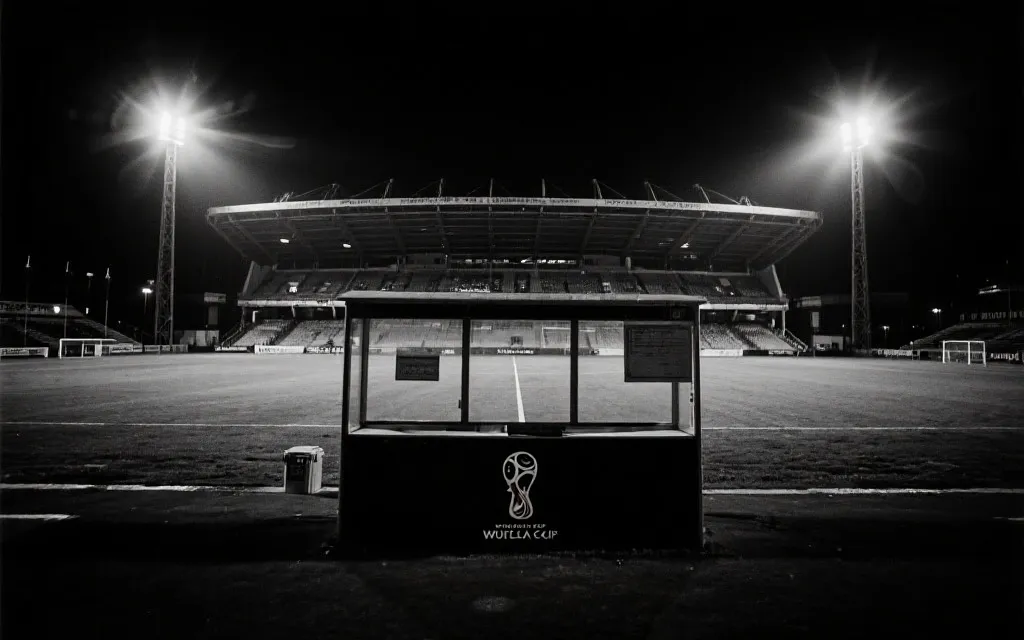 世界杯球场与本土联赛看台的对照画面，体现从热度到体系沉淀